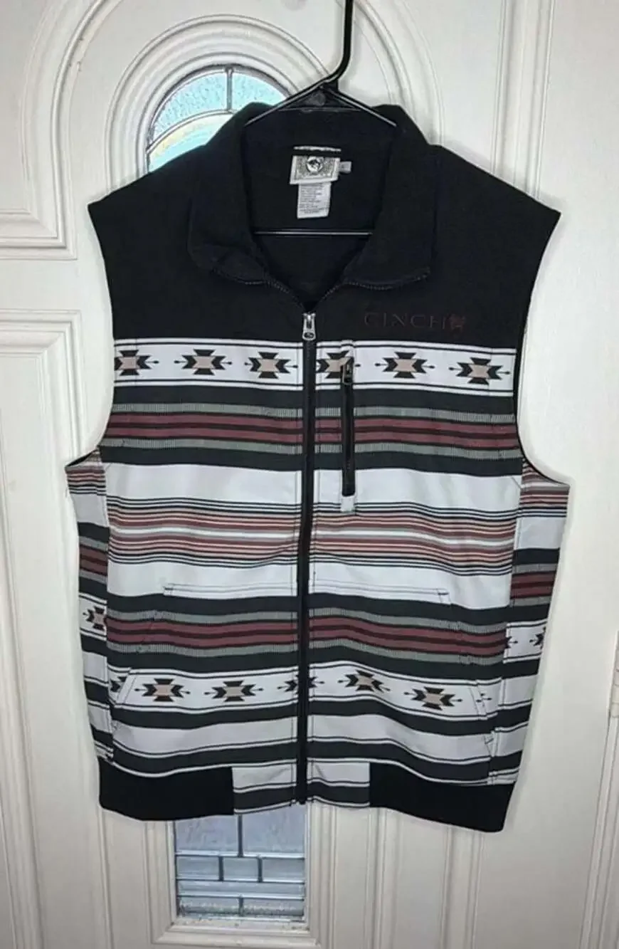 Cinch Men's Southwest Aztec Print Bonded Fleece Vest